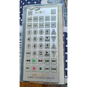 VTG Journey’s Edge Jumbo Universal Remote Control Silver Big Buttons JRG-12/4500
